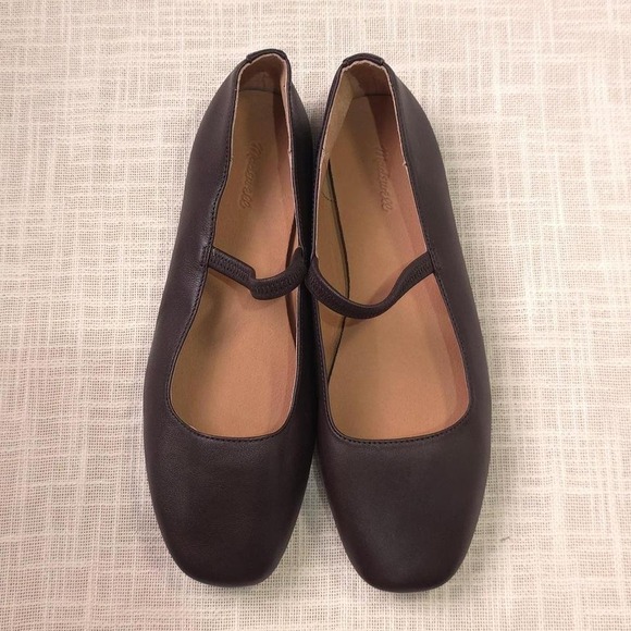 Madewell Shoes - Madewell Brown Leather Mary Jane Flats